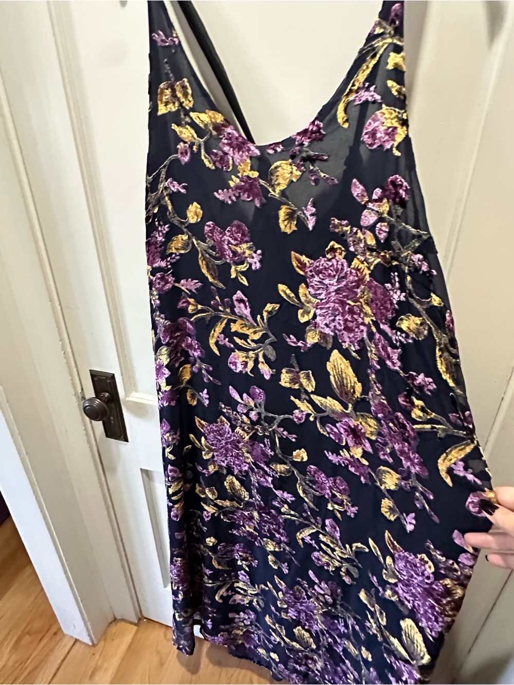 Elvi Floral V-Neck Burn Out Velvet Slip Dress